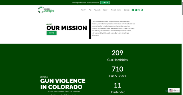 Security scan screenshot of https://coloradoceasefire.org/