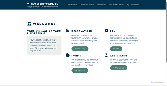 Security scan screenshot of https://blanchardvillewi.gov/