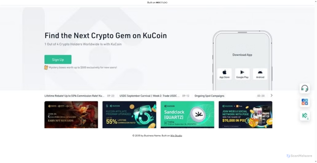 Security scan screenshot of https://kuqoin-lgin.wixstudio.com/en-us