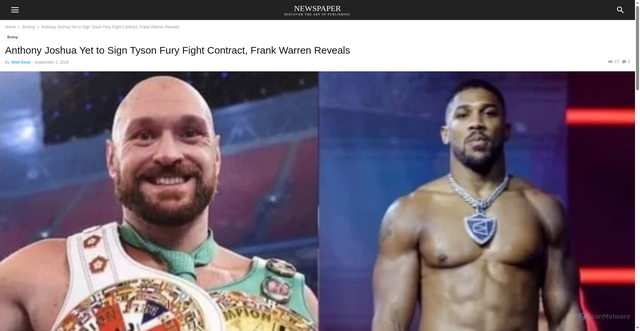 Security scan screenshot of https://sports.247news.pk/anthony-joshua-yet-to-sign-tyson-fury-fight-contract-frank-warren-reveals/