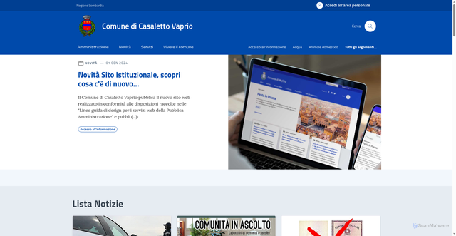 Security scan screenshot of https://comune.casalettovaprio.cr.it/