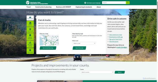 Security scan screenshot of https://wsdot.wa.gov/