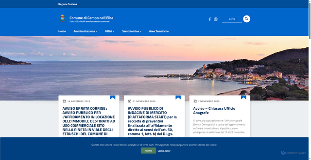 Security scan screenshot of https://www.comune.camponellelba.li.it/