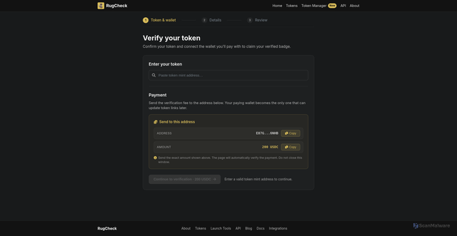 Security scan screenshot of https://checkrug.fun/
