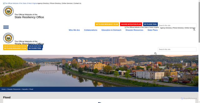 Security scan screenshot of https://sro.wv.gov/disaster-resources/hazards/Pages/flood.aspx