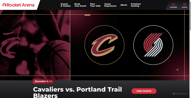 Security scan screenshot of https://www.rocketarena.com/events/detail/cavaliers-vs-trailblazers-cleveland-oh-tickets-12-03-2025