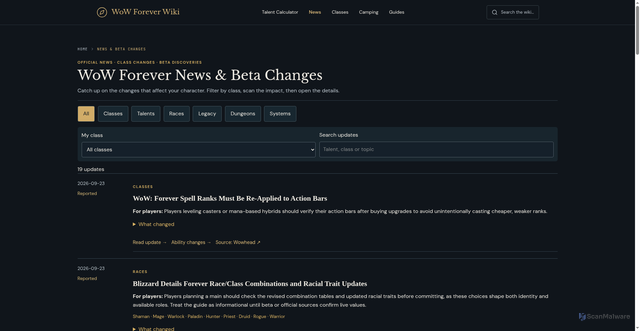 Security scan screenshot of https://wowforeverwiki.site/news
