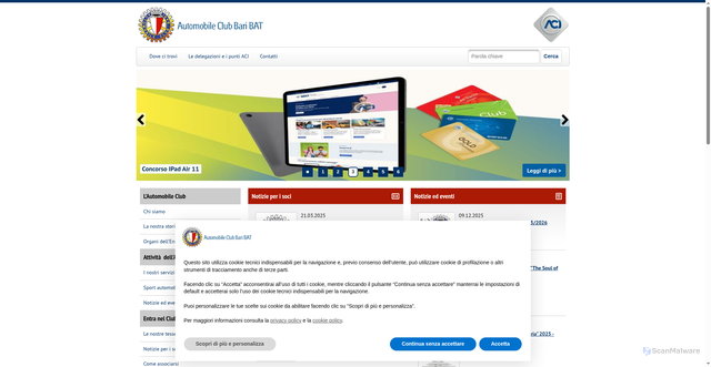 Security scan screenshot of bari.aci.it