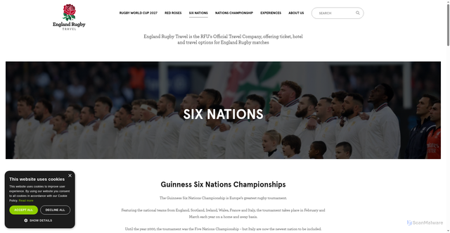 Security scan screenshot of https://www.englandrugbytravel.com/six-nations/
