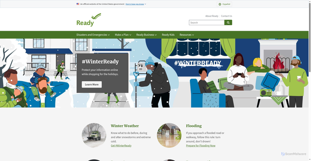 Security scan screenshot of https://ready.gov/