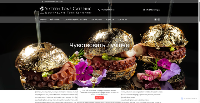 Security scan screenshot of https://16catering.ru/