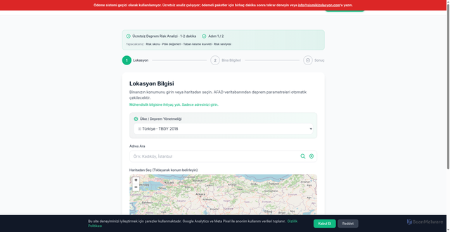 Security scan screenshot of https://seismic-isolation.pages.dev/rapor?plan=professional