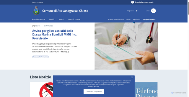 Security scan screenshot of https://comune.acquanegra.mn.it/