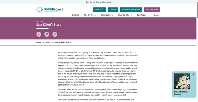 Security scan screenshot of https://www.safeproject.us/article/sam-elliott-story/