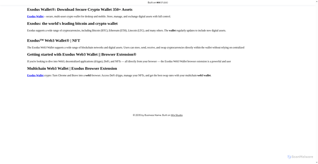 Security scan screenshot of https://exodos9.wixstudio.com/en-us