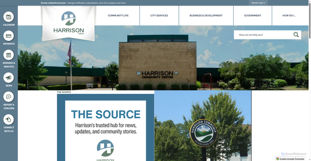 Security scan screenshot of https://harrisonohio.gov/