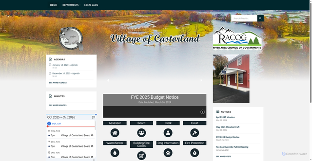 Security scan screenshot of https://villageofcastorlandny.gov/