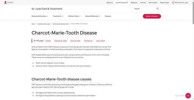 Security scan screenshot of https://www.stjude.org/care-treatment/treatment/neurological-disorders/charcot-marie-tooth-disease.html