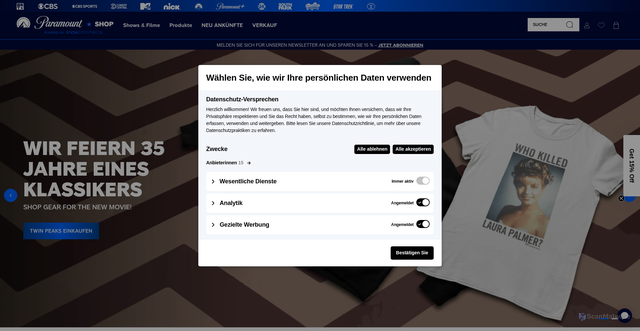 Security scan screenshot of https://paramountshop.com