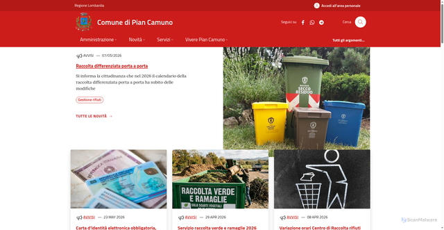 Security scan screenshot of https://www.comune.piancamuno.bs.it/