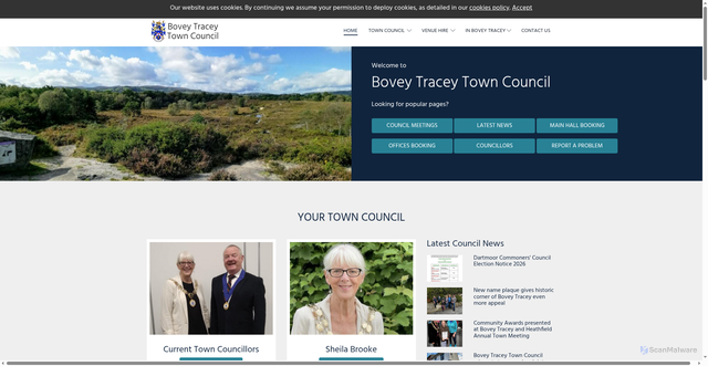 Security scan screenshot of http://www.boveytracey.gov.uk