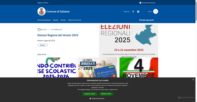 Security scan screenshot of https://www.comune.salzano.ve.it/it