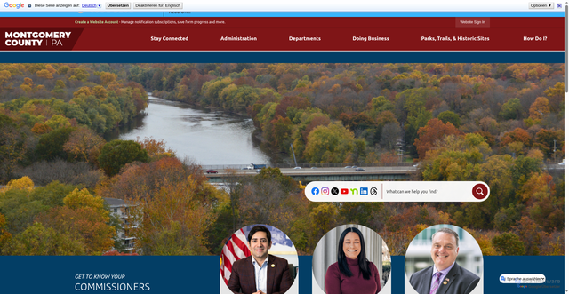 Security scan screenshot of https://montgomerycountypa.gov/