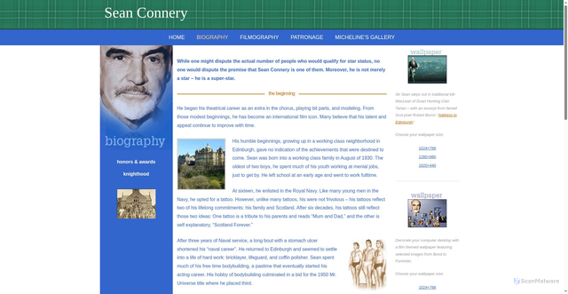 Security scan screenshot of https://seanconnery.com/biography/
