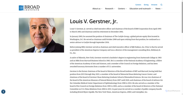 Security scan screenshot of https://www.broadinstitute.org/bios/louis-v-gerstner-jr