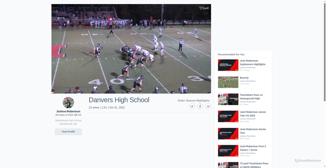 Security scan screenshot of https://wwwpl.hudl.com/video/3/11111657/617d8f610c539c0a00eb974a