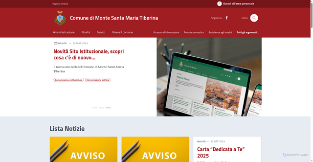 Security scan screenshot of https://comune.montesantamariatiberina.pg.it/