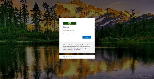 Security scan screenshot of https://stateofwa-my.sharepoint.com