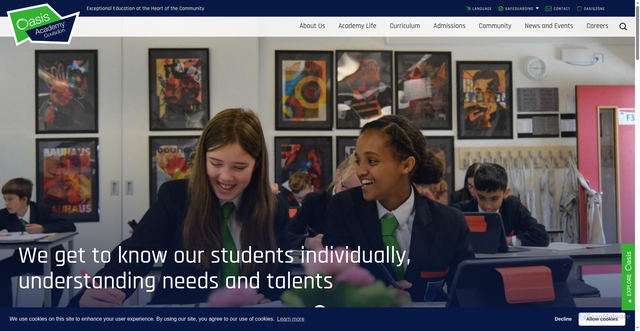 Security scan screenshot of http://www.oasisacademycoulsdon.org/