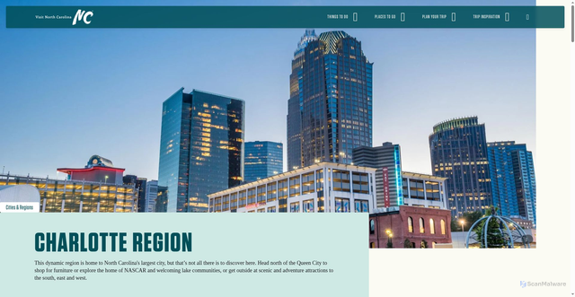 Security scan screenshot of https://www.visitnc.com/places-to-go/piedmont/charlotte-region