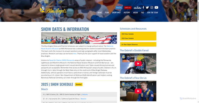 Security scan screenshot of https://www.blueangels.navy.mil/show/