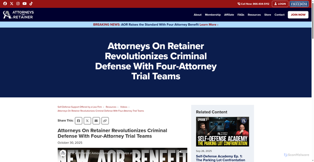 Security scan screenshot of https://attorneysonretainer.us/resources/four-attorney-benefit/