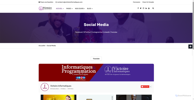 Security scan screenshot of http://victoireinformatique.com/Youtube.php