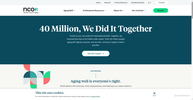 Security scan screenshot of https://www.ncoa.org