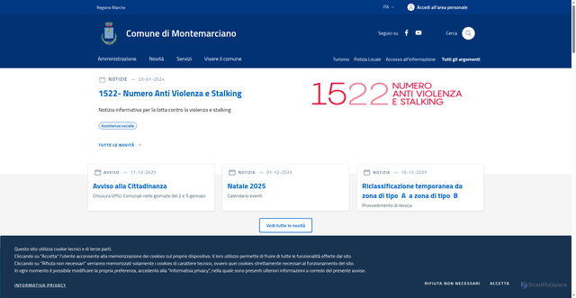 Security scan screenshot of https://www.comune.montemarciano.ancona.it/