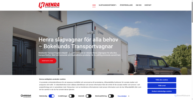 Security scan screenshot of https://henratrailer.nu