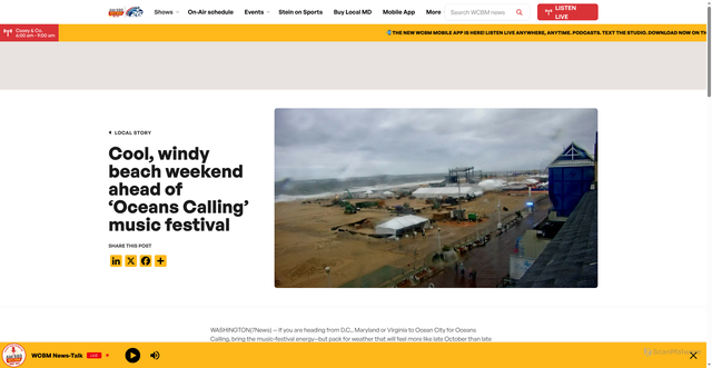 Security scan screenshot of https://wcbm.com/local-story/cool-windy-beach-weekend-ahead-of-oceans-calling-music-festival/