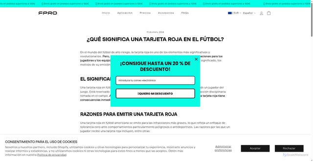 Security scan screenshot of https://fpro.com/es/blogs/news/what-does-a-red-card-mean-in-football