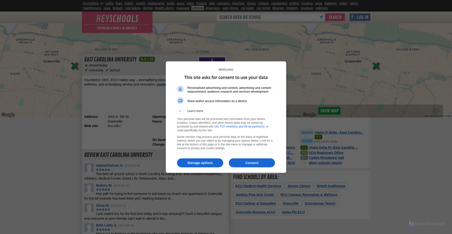 Security scan screenshot of https://heyschools.com/052276024/East_Carolina_University