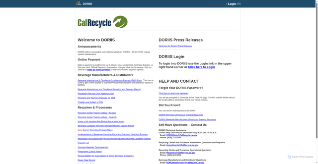 Security scan screenshot of https://doriis.calrecycle.ca.gov