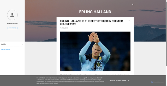 Security scan screenshot of https://erling-halland.blogspot.com/