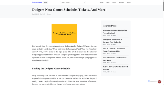 Security scan screenshot of https://knightcode.com.au/blog/dodgers-next-game-schedule-tickets