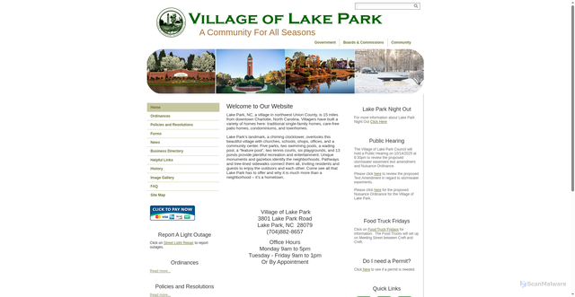Security scan screenshot of https://lakeparknc.gov/