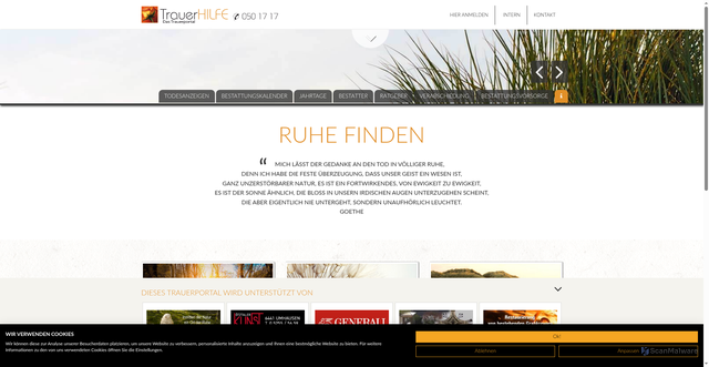 Security scan screenshot of https://trauerhilfe.at