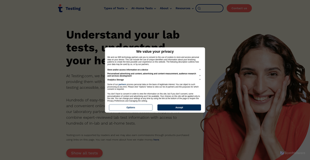 Security scan screenshot of http://testing.com/