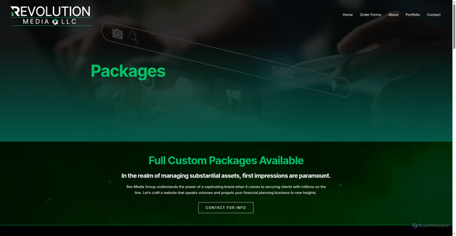 Security scan screenshot of https://revolutionmediallc.com/packages